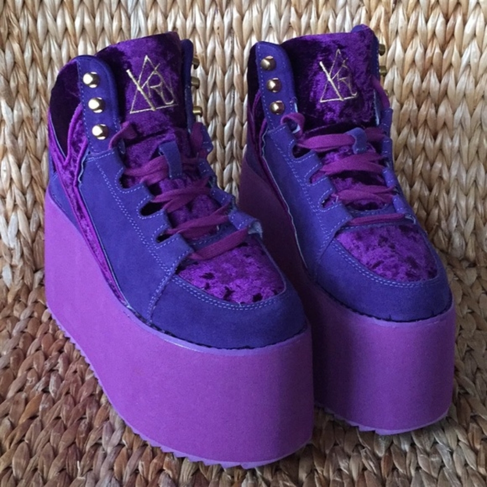 YRU Purple Qozmo Velvet & Faux Suede Hi2